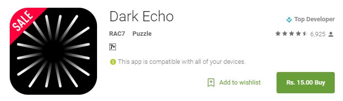 Dark Echo 75 Off– Android Apps on Google Play - [Cheapest Ever- 75% Off] Dark Echo for Rs. 15 only