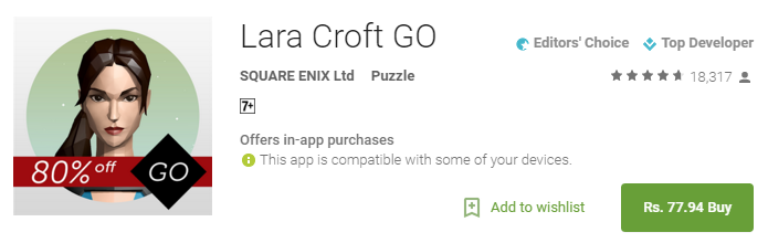 Lara Croft GO 80 Off – Android Apps on Google Play - [Cheapest Ever- 80% Off] Lara Croft GO for Rs 77.94 only