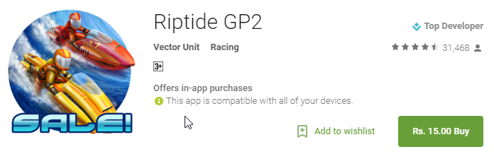 Riptide GP2 75 off – Android Apps on Google Play - [Cheapest Ever- 75% Off] Riptide GP2 for Rs. 15 only