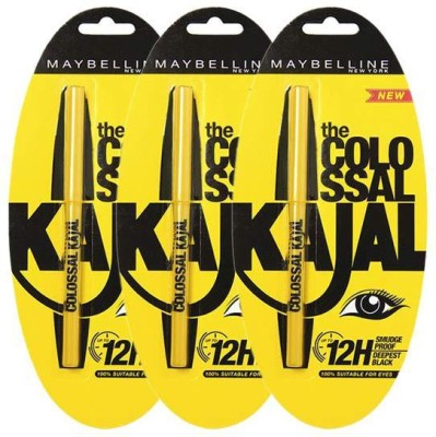 Maybelline Colossal Kajal Black (pack of 3) 1.5 g for Rs 270 (53% off)