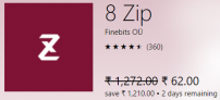 8 Zip for ₹62 Only (95% Off) on Microsoft Store