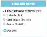 Tata Sky English News Pack with 23 Channels for Rs 1 only.