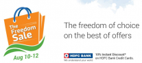 Flipkart Freedom Sale (10-12 August) Huge Discounts and 10% More Discount with HDFC Cards