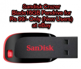 Sandisk Cruzer Blade16GB Pendrive for Rs 99/- Only (New Users) at eBay
