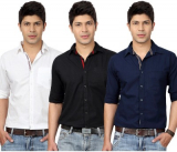 Top Notch Men’s Solid Casual White, Black, Dark Blue Shirt for Rs 388 (87% off)