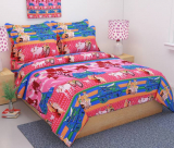 WI International Microfiber Double 3D Printed Bedsheet  (1 Bedsheet With 2 Pillow Covers, Pink)