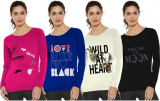 So Sweety Solid Women’s Round Neck Multicolor T-Shirt